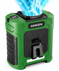 Green waist clip fan with 10000mAh battery rechargeable belt cooler, featuring an LED display and air vent for cooling.