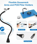 Flexible gooseneck arms and PCB holders for Soldering Helping Hands With 2 In 1 Heat Gun Holder And Flexible Arm Vise Clamp