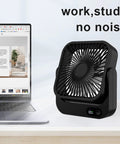Magnetic Travel Fan With Five Adjustable Speeds Cruise Ship Approved Battery Powered Personal Cooler on desk; ideal for work and study.