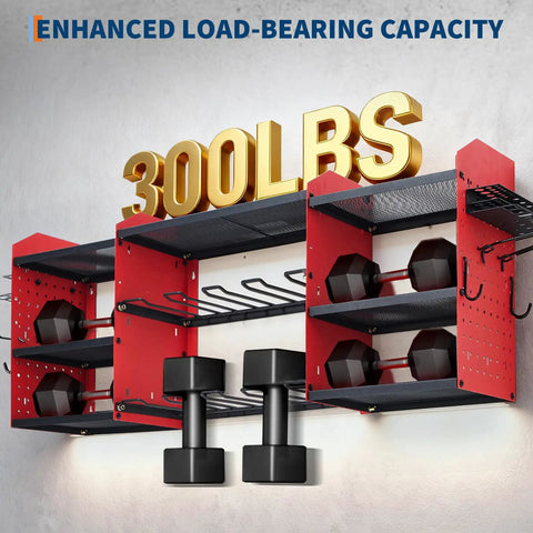 Heavy Duty Wall Mount Power Tool Organizer With 3 Layer Garage Rack, 8 Outlets, 8 Drill Storage Slots, hooks and charging station