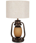 Set Of 2 Farmhouse Table Lamps With Dual USB Charging Ports And 4 Way Rotary Switch, rustic metal base, beige linen shade