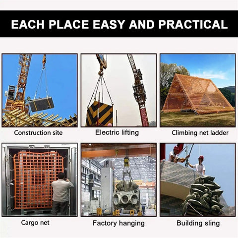Rugged Heavy Duty Hanging Cargo Net For Lifting And Securing Freight Built To Haul in various construction site applications