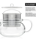 Kyoto 2-In-1 Tea Kettle And Tea Maker Glass Teapot with removable loose-leaf infuser, featuring a clear glass design for rich brews.