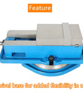 Built Tough High Precision Mill Vise 4 By 4 1/8 Inch with anti jaw lift, featuring swivel base for flexibility