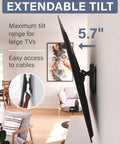 Heavy Duty Tilting TV Wall Mount For Big Screens Up To 90 Inches And 150 Pounds With Integrated Wire Management and easy cable access at 5.7 inches.