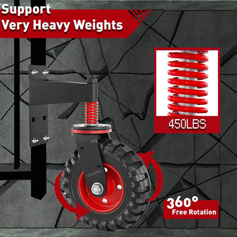5 Inch Gate Wheels For Wooden Gates, 450 Lb Capacity, Heavy Duty Spring Loaded Fence Wheel With 360 Degree Swivel For Smooth Rolling