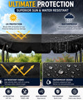Heavy Duty Patio Swing Canopy Replacement Top Waterproof Windproof UV Resistant Rip Proof Garden Cover Fits 75x45 Or 85x45 Outdoor Swing Seats displayed with rain and UV protection features