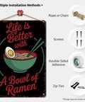 Life Is Better With Ramen Bowl Vintage Metal Sign Tin Wall Art Poster for Home Kitchen Office Garage Decor 8x12 Inch