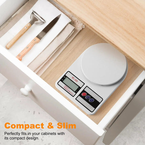 Digital Kitchen Scale With 10Kg Capacity, Stainless Steel Platform, Tare Function, Switch Between Oz And G Units in drawer