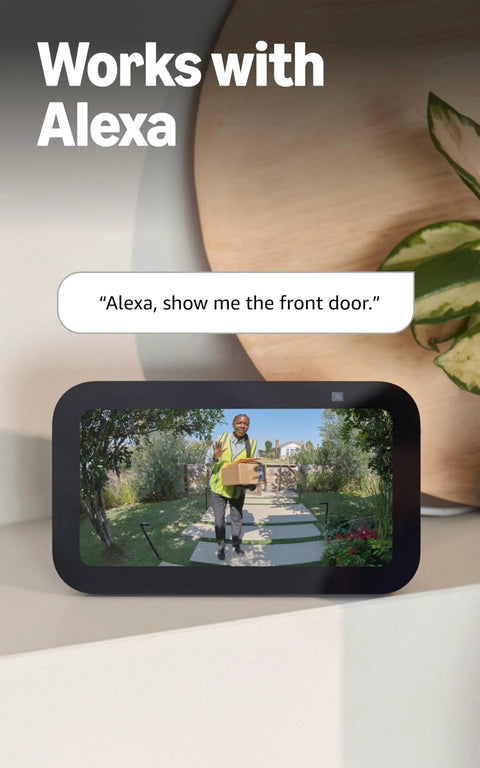 Top Shelf Hardwired Video Doorbell Camera With Flawless 1080p Hd Streaming showing delivery person at front door.