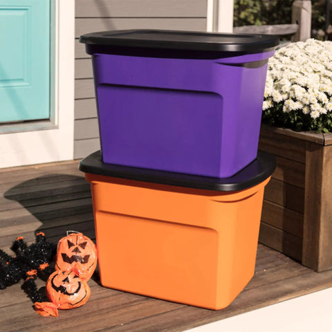 Built Tough 18 Gallon Stackable Storage Containers With Secure Snap Lids Heavy Duty Plastic Totes For Clutter Free Home Organization Keeps Your Entire House Running Smooth Comes As An Awesome 16 Pack Orange Sets