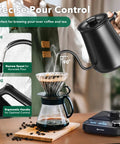 Gooseneck Electric Kettle With Plus Or Minus One Degree Fahrenheit Precision Temperature Control For Pour Over Coffee And Tea in use