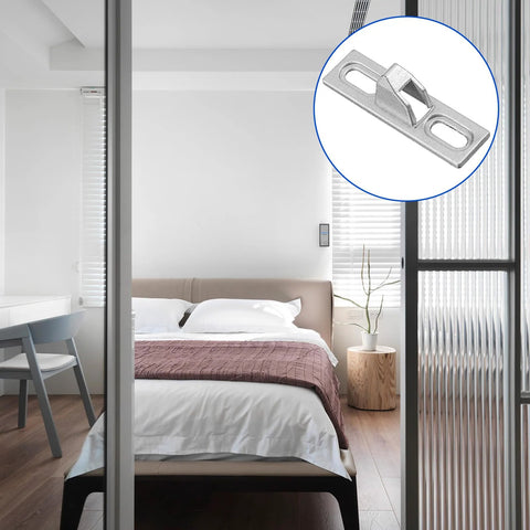 2 Pcs Sliding Door Latch Replacement Kit For Sliding Glass Doors, Screen Doors, And Patio Gates With Mounting Screws, Adjustable Vertical Screw Slots, Waterproof Zinc Alloy Lock Hardware In Silver