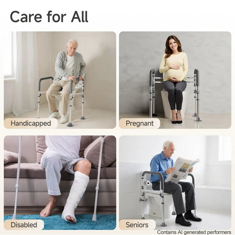 Built To Last Adjustable Toilet Safety Frame For Seniors And Adults With Quick Resize Height Bars used by seniors and handicapped. 