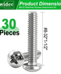 Tough As Nails Thirty Piece 304 Stainless Steel Machine Screws Size 8 32 One Point Five Inch Phillips Pan Head fasteners on display.