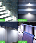 Eight Pack Solar Outdoor Lights With Motion Sensor, 3 Lighting Modes, Waterproof Exterior Lights for walls, stairs, fences, and railings.