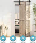 52 Inch Bi Folding Sliding Barn Door Hardware Kit For Two Doors With J Shape Hangers fitted in small space