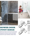 Built Tough Pivot Hinges For Frameless Glass Shower Doors With Upper And Lower Clamp Alloy Construction shown in bathroom setting