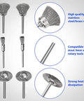 Top Shelf 99 Piece Stainless Steel Wire Brush Kit For Rotary Tools With 3Mm Shank showing various wire brush shapes and sizes.