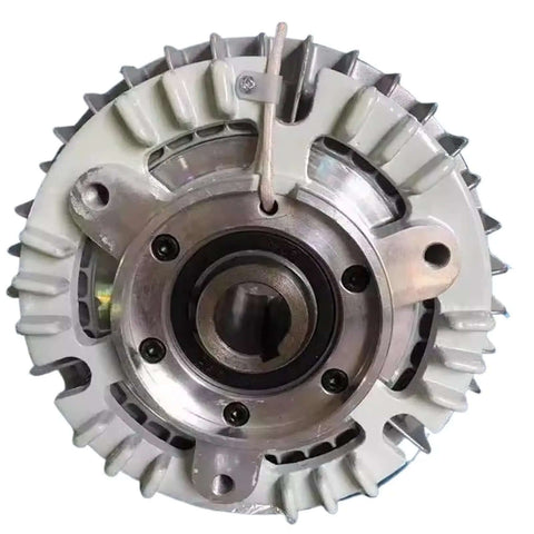 Front view of Shell Hollow Shaft Magnetic Powder Brake With Tension Controller 24V Hole Type Electromagnetic Brake System