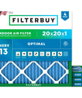 20x20x1 Inch Air Filter MERV 13 For Smoke And Allergy Defense Electrostatic Pleated HVAC Replacement packaging