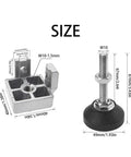 Size diagram of the 4 Sets Of 4040 Aluminum Profile Adjustable Feet For T Slot 8mm Leveling Legs with dimensions and nylon base.