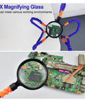 Third Hand Soldering Table Clamp With 3X Magnifier And Five To Six Arms Flexible Gooseneck Helping Hands for PCB work