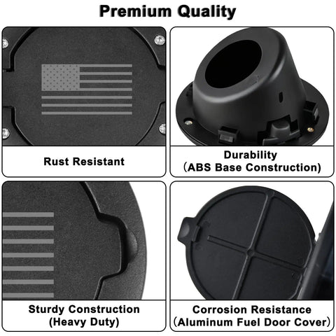 Gas Cap Cover For Jeep Wrangler JK 2007 2017 Unlimited Sport Rubicon Sahara Easy To Install Rust Resistant with US Flag