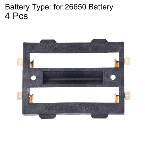 Slick 26650 Battery Case Holder Set With Easy Pin Connectors For 3.7V Lithium Cells, 2-slot plastic holder, measures 86x61x19mm.