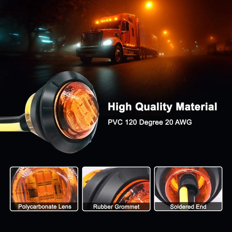 LED marker light with truck in background, PVC 120 degree material, 3/4 inch round, part of 20 Pack Three Quarter Inch LED Marker Lights collection