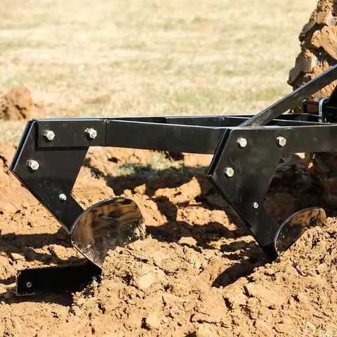 Three Point 21 Inch Double Moldboard Turn Plow for Category 1 Tractors in field, turning soil and breaking residue.