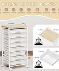 Rolling Cart With Eight Drawers Wooden Tabletop Storage Cart On Lockable Wheels for craft room, office, living room, classroom