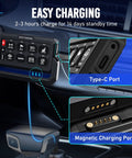 Eight-Gang Wireless Car Switch Panel for P1S-W with 328 Ft 433MHz Remote Range showing Type-C and magnetic charging ports
