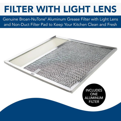 Aluminum Hood Filter With Light Lens For Kitchen Exhaust Grease And Stove Vent Air Fits Broan NuTone Hoods Like 43000 BUEZ3