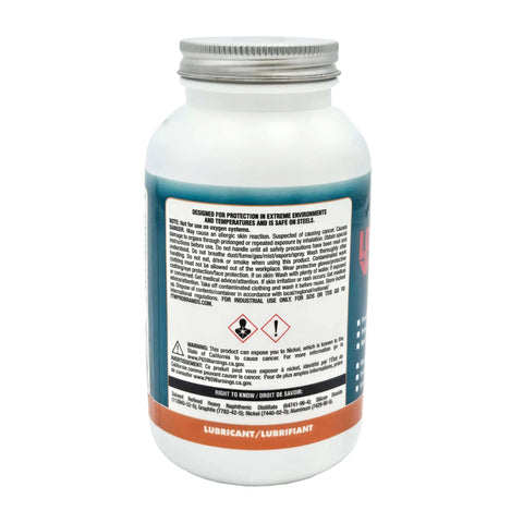 Back view of Heavy Duty Nickel Anti Seize Lubricant For Fasteners And Machinery 1 Lb Water Wash Off Resistant Chemically Inert