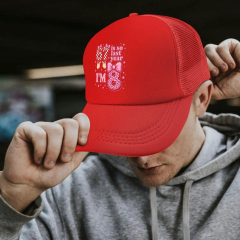 Person wearing Cool Red Trucker Hat For Men With Adjustable Buckle The Sport Style Cap Built For Running Hiking Cycling And Everyday Wear