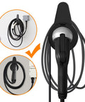 Super Tuff EV Charger Holder Wall Mount securely holds J1772 nozzle and cables to prevent tripping and clutter.