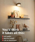 Cordless Led Wall Sconce With Rechargeable Battery Dimmable Touch And Remote Controls three warm to cool temperatures 360 degree rotation zero drilling renter ready upgrade black mounted above shelf with decor.
