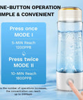 Portable Hydrogen Water Bottle With 2300ppb Molecular Hydrogen And PEM SPE Technology showing one-button operation modes.