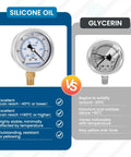 MEASUREMAN 2-1/2 inch HVAC compound gauge, silicone-oil filled, stainless steel case, 1/4 NPT lower mount, front view