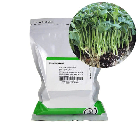 Speckled Pea Sprouting Seeds 5 Lbs High Germination Rate Organic Non GMO Green Pea Sprout Seeds in a labeled bag
