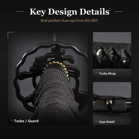 Close-up of tsuba, tsuka wrap, and saya detail on Unsharpened Aluminum Iaido Training Sword For Safe Practice 28.3 Inch Katana Style Iaito