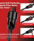 Woodworking Countersink Drill Bit Set 15 Piece Kit With M2 Cobalt HSS Tapered Bits showing adjustable depth stop in use