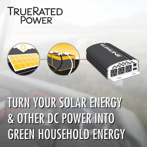 Hella Compact Dc To Ac Power Inverter Pumping 2000 Watt Continuous And 4500 Watt Peak Output with three AC sockets for solar use.