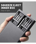 Heavy Duty 63 In 1 Precision Screwdriver Set With Magnetic Bits And Torx Driver Kit For Home Repair Pro Tech Tools And Electronics Fixing Hacks, open case in hand