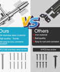 Comparison of Super Tough Heavy Duty Slide Bolt Gate Latch Barrel Bolt Lock in 304 stainless steel vs iron material with screws