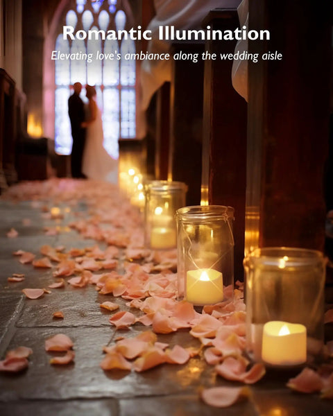 Battery Operated Timer Tea Lights With Built In 6 Hour Timer Auto On Daily Flameless Led Tealight Votives for wedding aisle