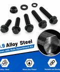 Massive M6 Flange Bolts Kit 440Pcs Black Zinc Plated Hex Flange Head Screws Set with nuts, washers alloy steel