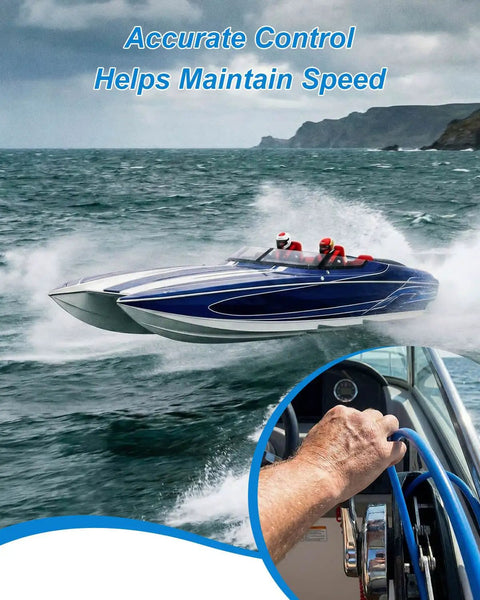 Speedboat on water highlighting use of 13 Foot Throttle Shift Remote Control Cables For Yamaha Suzuki Honda, accurate control