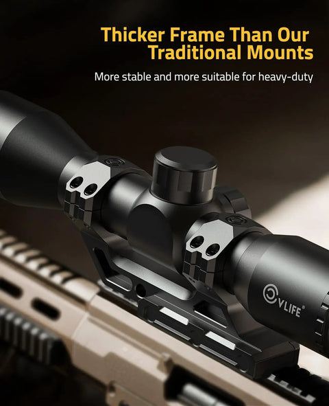 Cantilever 1 Inch Offset Dual Ring Scope Mount For Picatinny Rails One Piece Aluminum Unibody Construction on rifle
